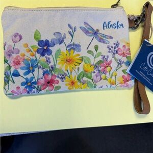 Cottn Curls Alaska Floral Canvas Wristlet Pouch